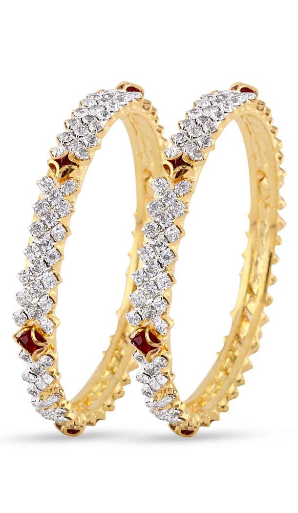 White Gold Finishing Fashionable Traditional Bangles | FH55163918