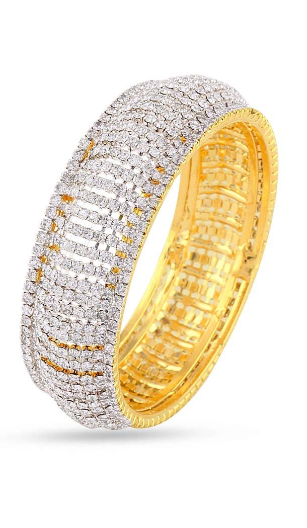 White Stone Color Gold Finishing Stone Kada | FH55163923