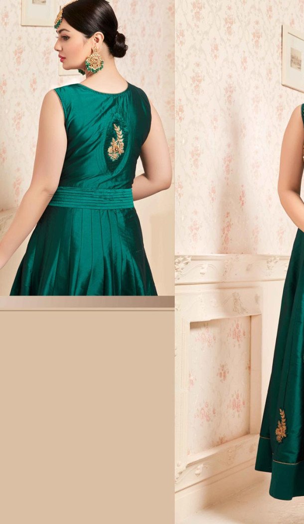 Celebrity Ayesha Takia Bottle Green Color Silk Salwar Kameez | FH552782643