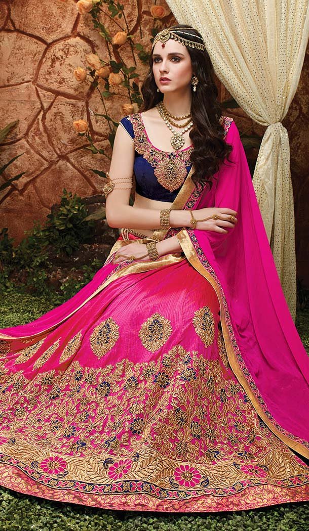 Deep Pink Color Silk Circular Style Indian Traditional Wear Lehenga Choli | FH555883004