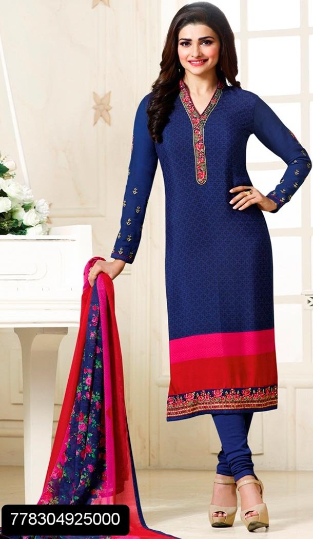 Blue Color Georgette Straight Cut Style Casual Salwar Kameez | FH565384101