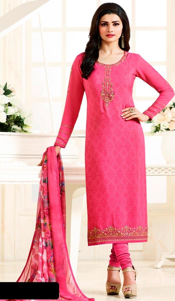 Pink Color Georgette Straight Cut Style Casual Salwar Kameez | FH565384103