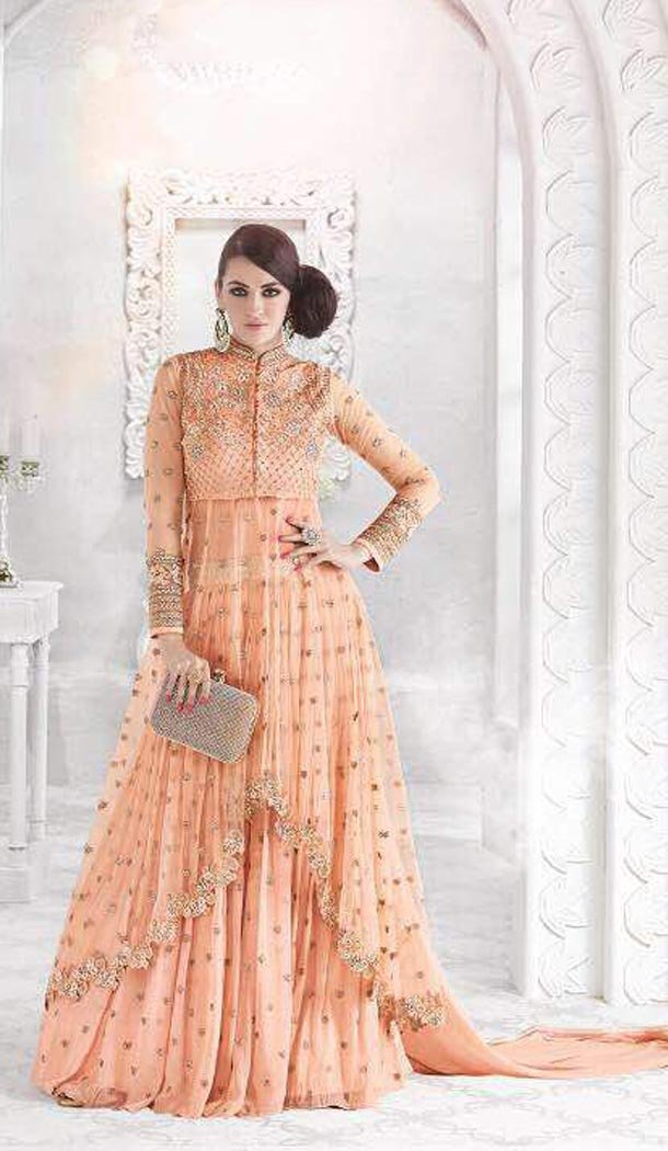 Orange Color Georgette Embroidery Work Pakistiani Style Designer Suit | FH569484511