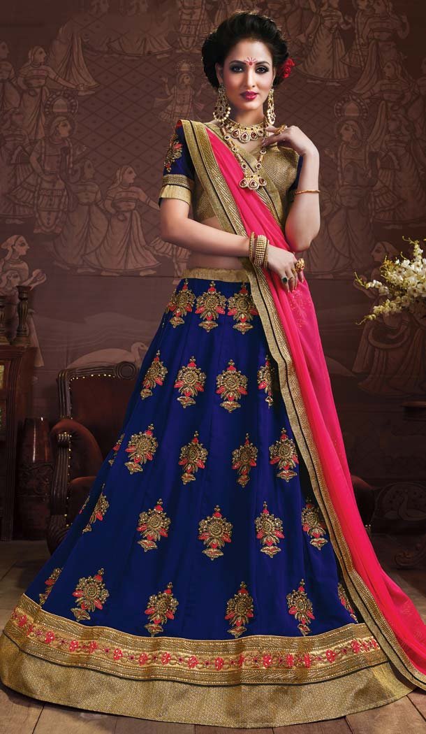 Blue Color Georgette Embroidery Work Treditional Lehenga Choli | FH577685364