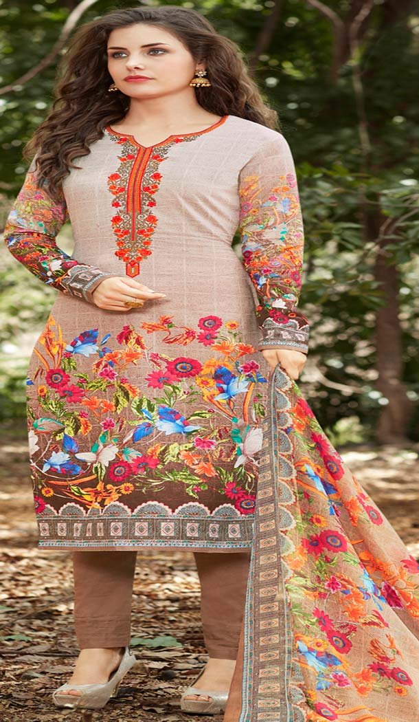Digitel Printed Beige Color Georgette Casual Salwar Kameez | FH582885990