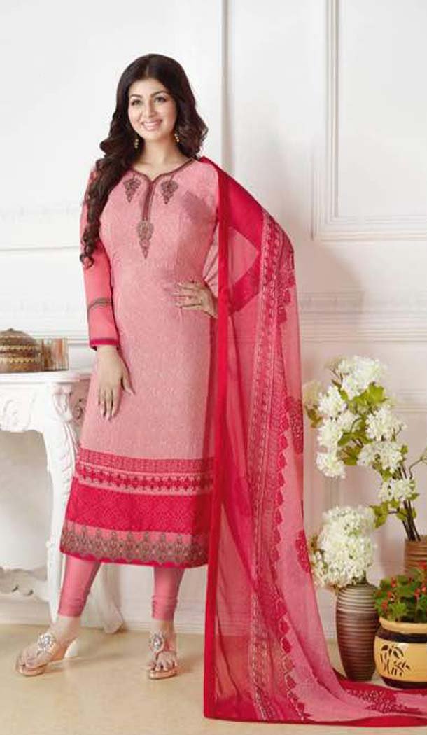 Pink Color Georgette Straight Cut Casual Salwar Kameez | FH583886184