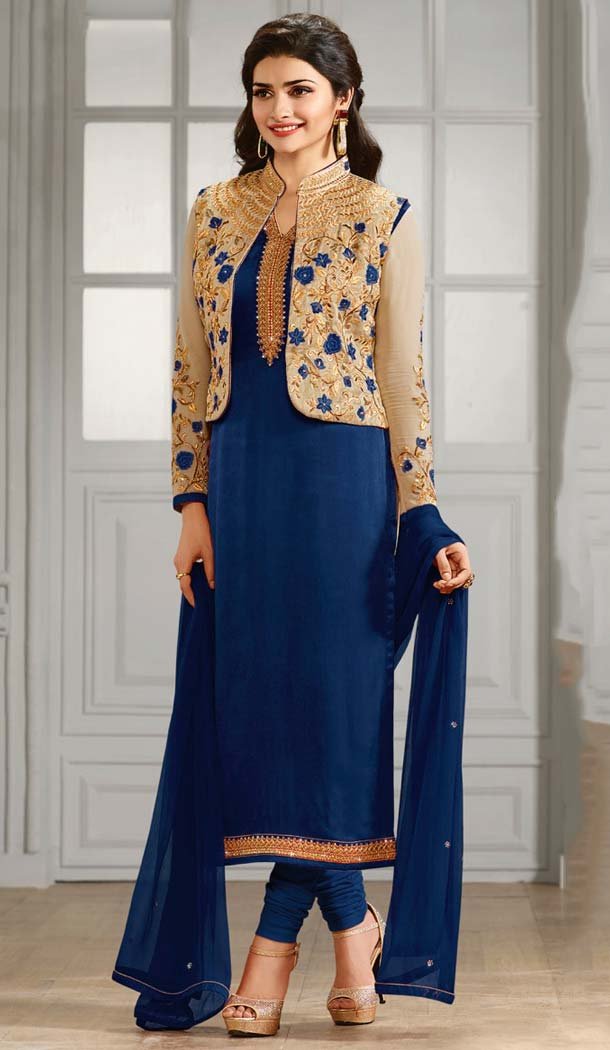 Greenish Blue Color Georgette Koty Style Salwar Kameez | FH584686174