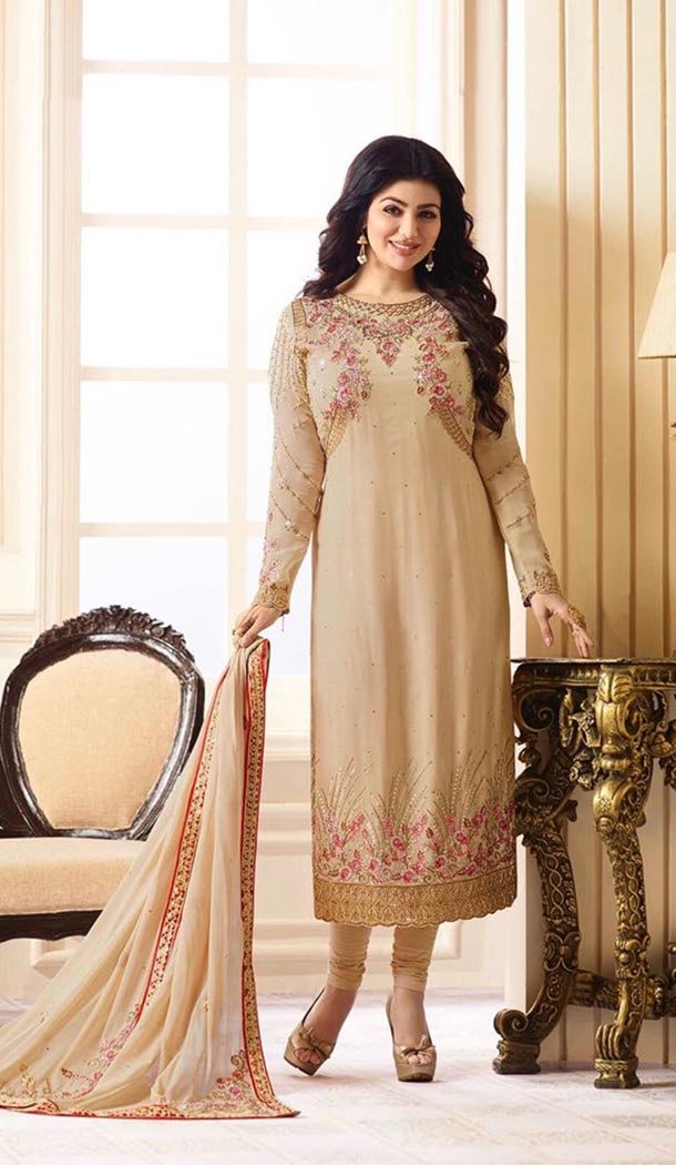 Actress Ayesha Takia Churidar Suit in Georgette and Beige | KF799576662