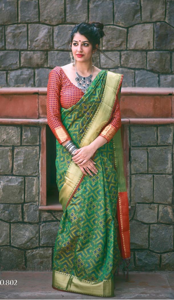 Enticing Green Color Silk Party Wear Saree with Blouse | KF810877529