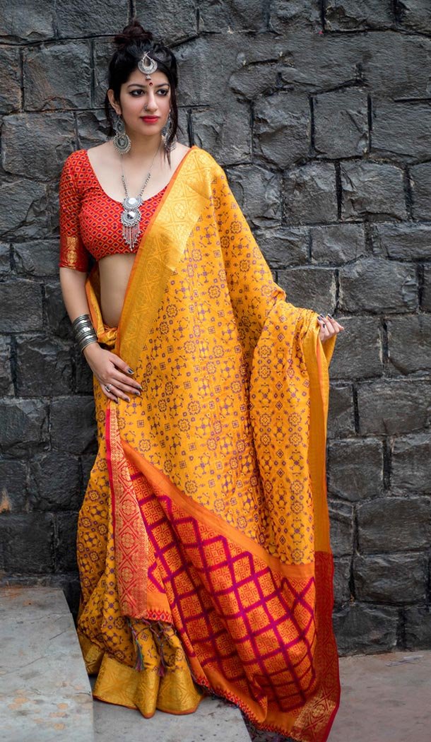 Yellow Color Silk Party Wear Saree with Blouse | KF810877539