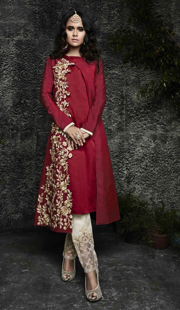 Pakistani Style Maroon Color Georgette Salwar Suit | 344440707