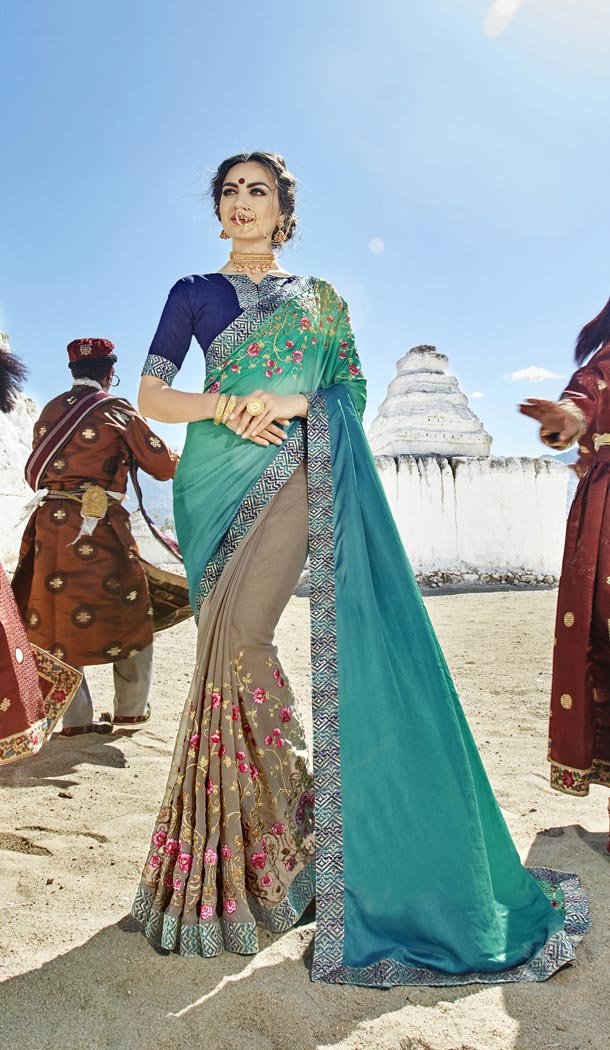 Multi Color Fancy Fabric Embroidery Casual Wear Saree | 336539807