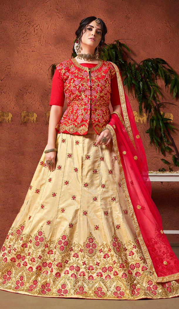 Mesmerizing Beige Color Silk Party Wear Lehenga Choli | 15607917