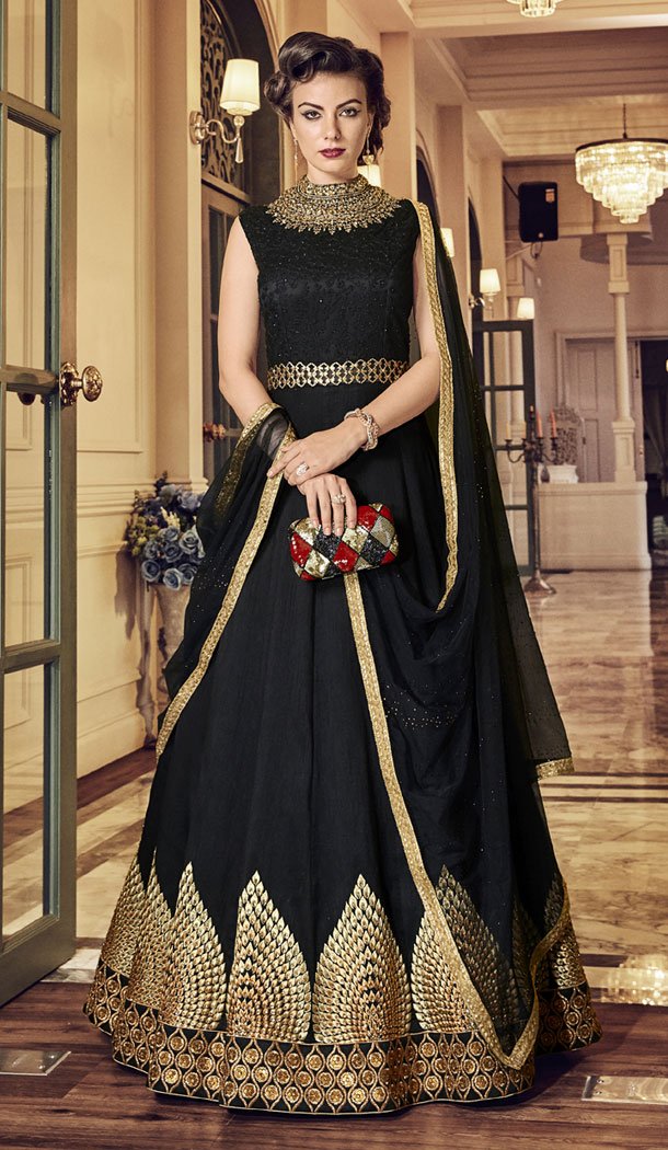 Elegant Black Color Bangalori Silk Designer Wear Salwar Kameez | 358442435