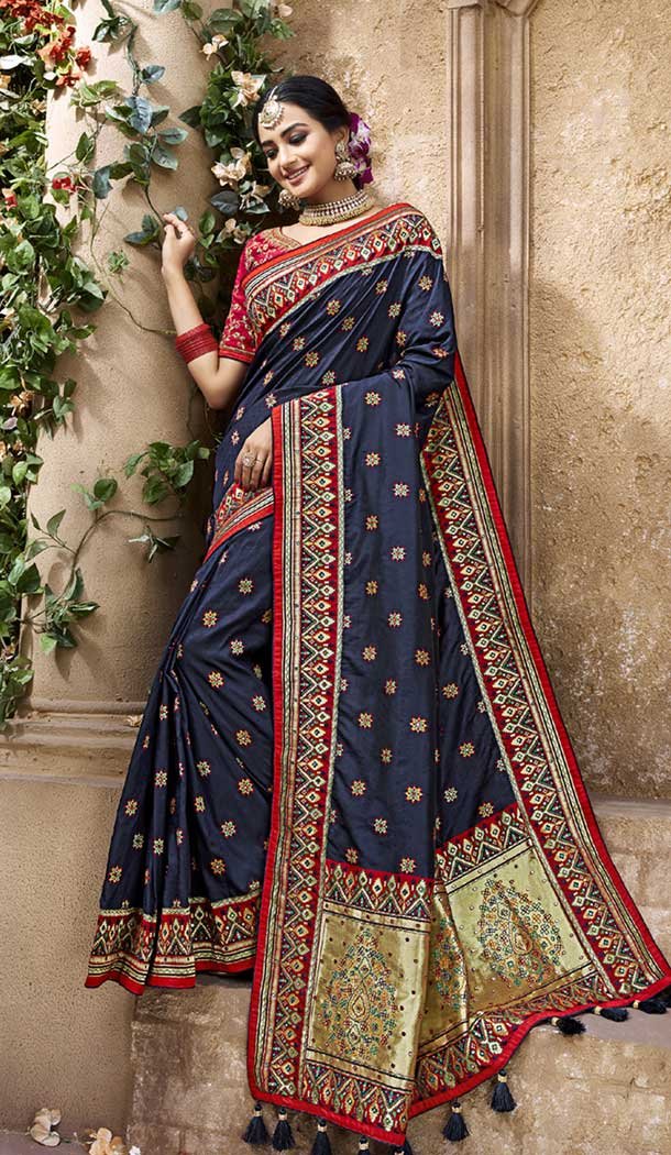 Nevy Blue Color Pure Banarasi Silk Designer Saree | 358142404