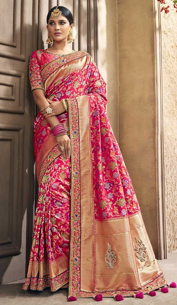 Enigmatic Pink Color Pure Banarasi Silk Designer Saree | 358142408