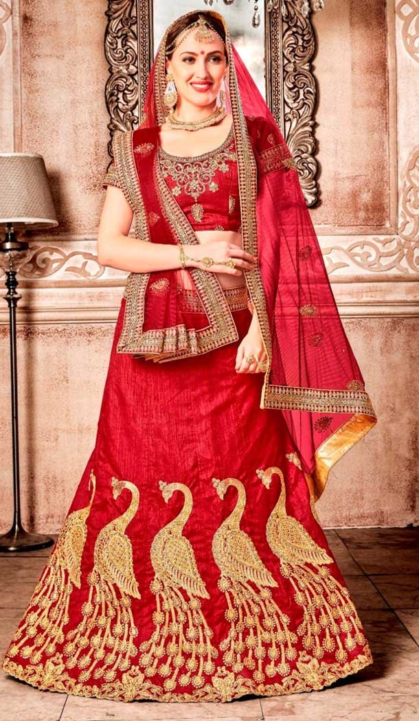 Red Color Banglori Silk Traditional Lehenga Choli | 360442766