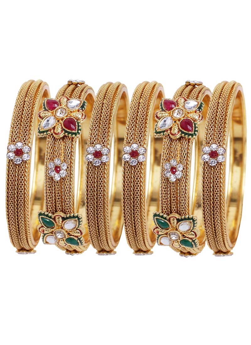 Adorable Gold Color Gold Plated Kada Style Bangles | 367343663