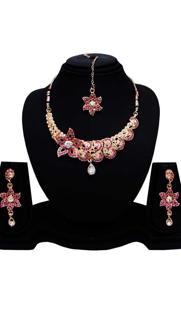 Perfect Design Pink Color Alloy Imitation Necklace | 368043902