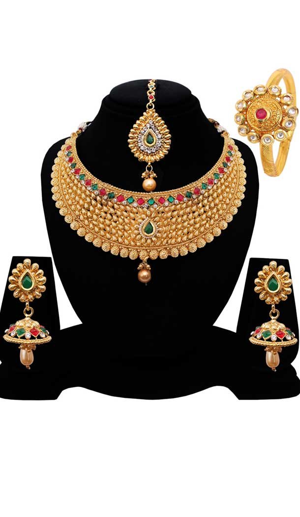 Amazing Gold & Green Color Alloy Imitation Necklace | 368043908