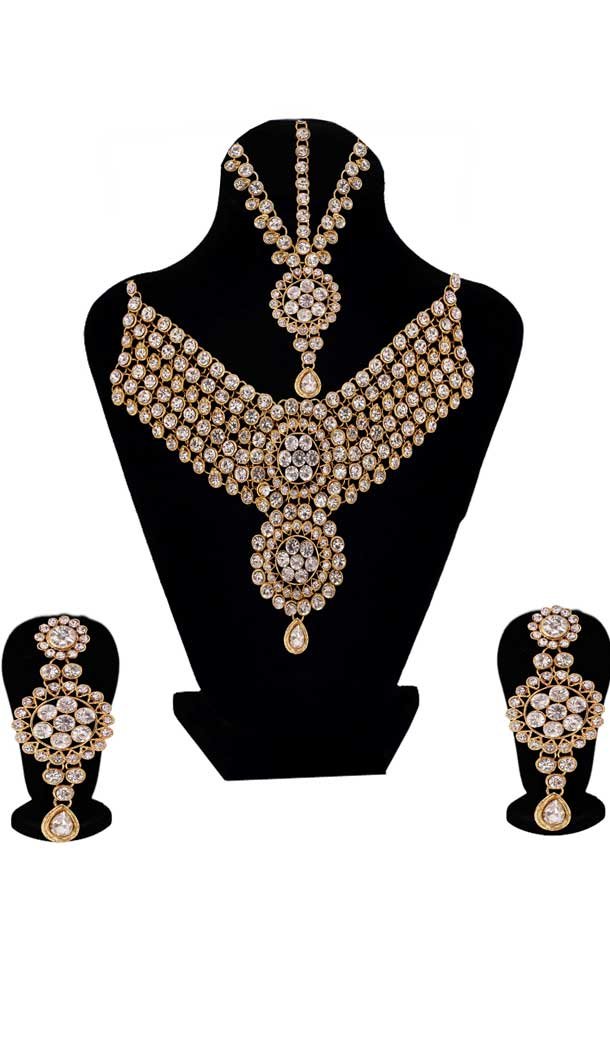 Women's Art Fashion Golden & Silver Color Dulhan Necklace | 368043927