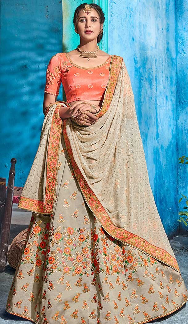 Fascinating Grey Color Pure Tapeta Lehenga Choli | 372644486