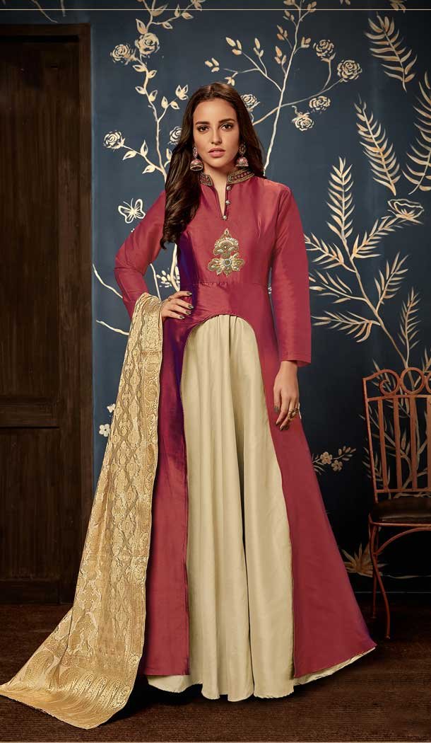 Exquisite Red Color Art Silk Party Readymade Gown | 58227489