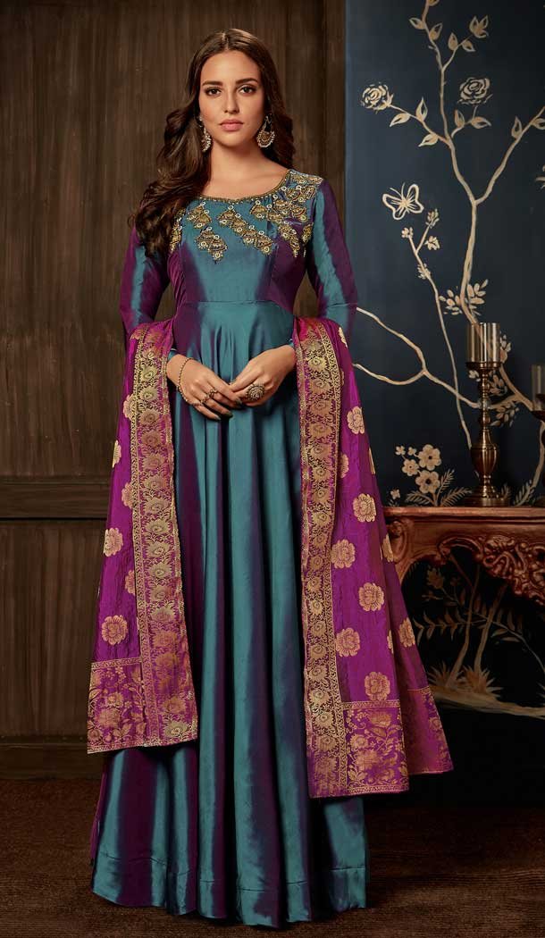 Blue Color Art Silk Party Readymade Gown | 58227492