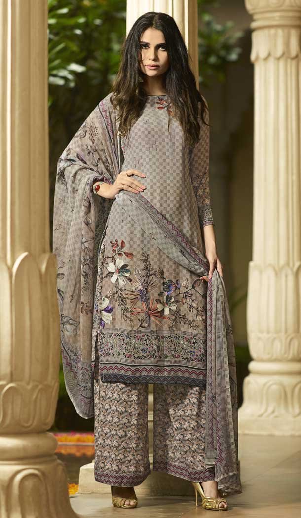 Multi Color Faux Italian crepe Casual Wear Palazzo Suit | 383145794