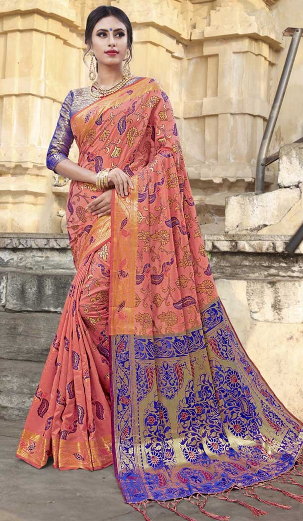 Peach Color Chanderi Silk Kanchipuram Regional Saree | 382745775