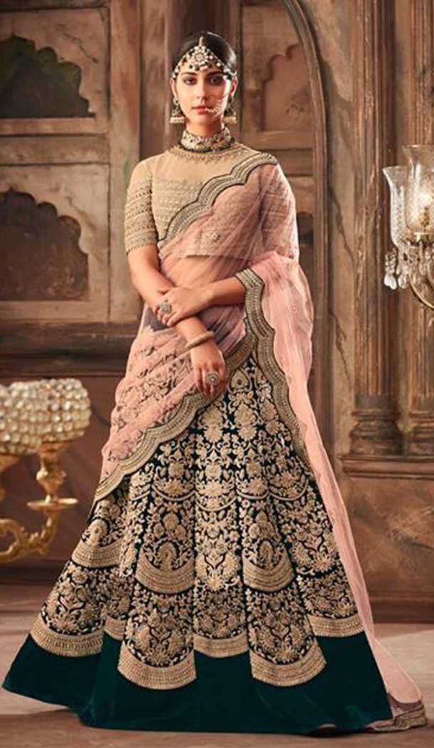 Exceptional Green Color Net Designer Wedding Lehenga Choli | 383045789