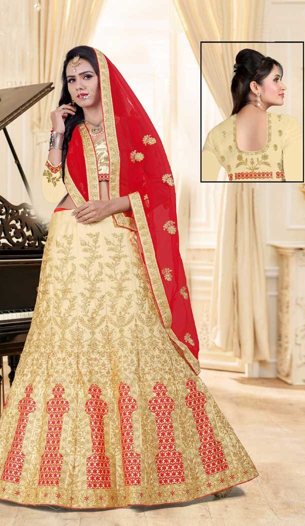 Cream Color Velvet Heavy Designer Wedding Lehenga Choli | 387946784