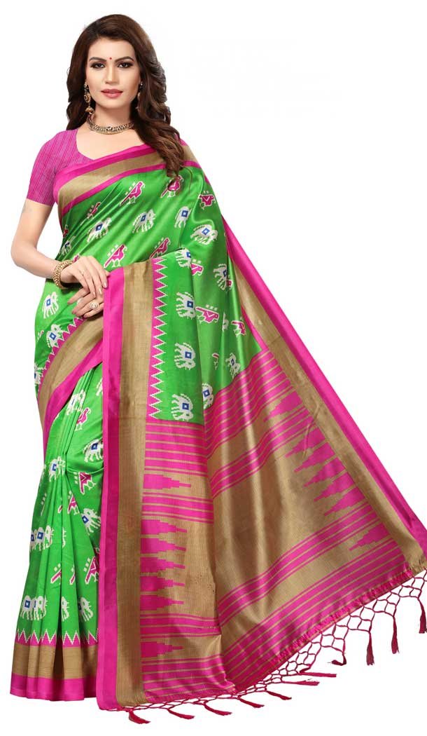 Green Color Mysore Silk Printed Causal Wear Saree - 387346605