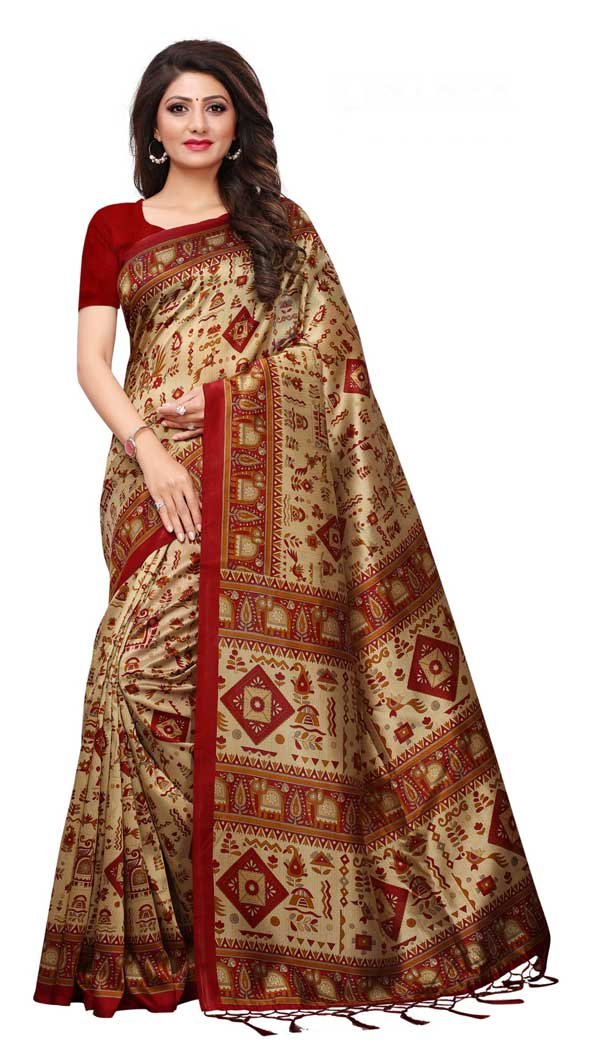 Elegance Mysore Silk Printed Causal Wear Saree in Multi Color - 387546678