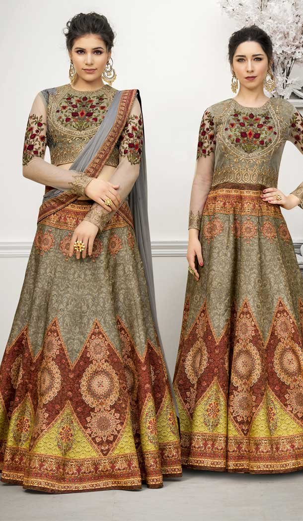 Pure Banarasi Natural Silk Designer Multi Color Lehenga Choli - 392647258