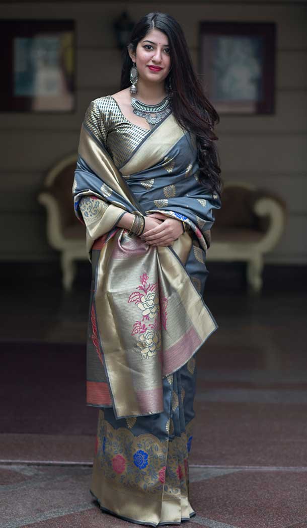 Women Designer Barnabas Silk Aqua Blue Color Saree Blouse - 397447922