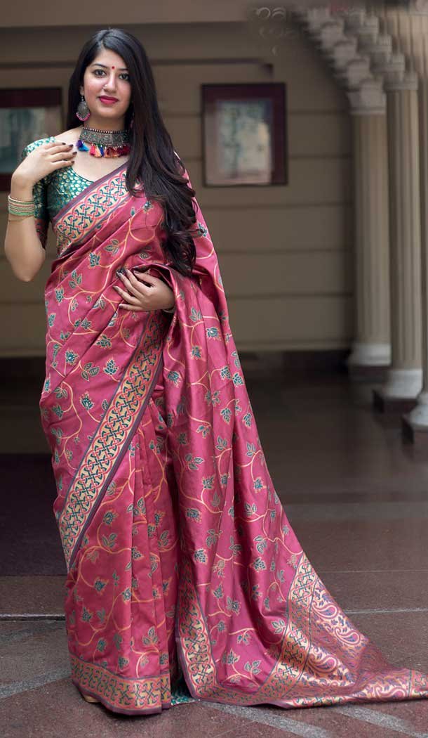 Women Designer Barnabas Silk Pink Color Saree Blouse - 397447927