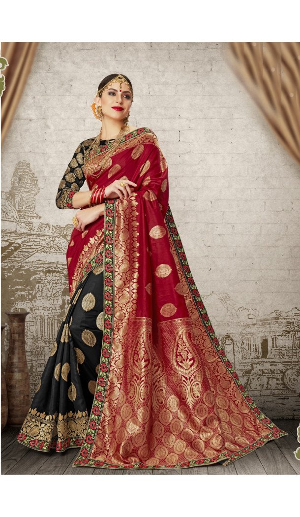Women Black Color Silk Keral Trediotnal Wear Sarees Blouse - 400248254