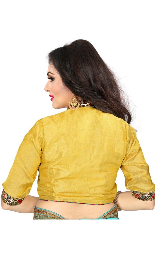 Yellow Color Soft Tissue Silk Designer Readymade Blouse - 353641824