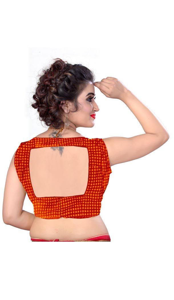 Red Color Pure Cotton Checks Designer Readymade Blouse - 353641832