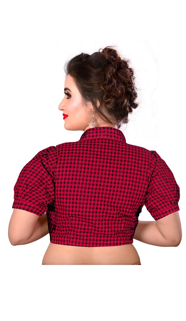 Red Color Pure Cotton Foil Print Designer Readymade Blouse - 353641836
