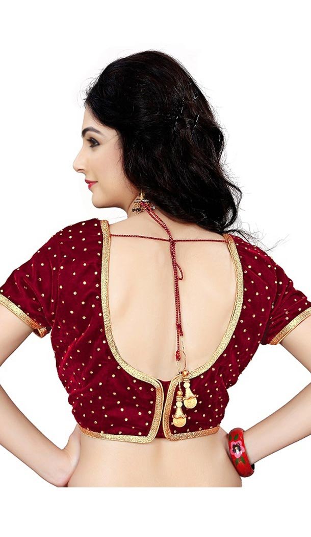 Red Color Velvet Designer Readymade Blouse For Women - 297834572