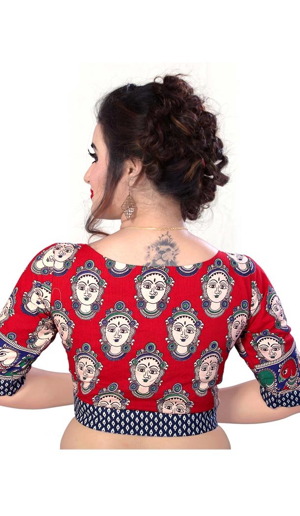 Red Color Pure Cotton Designer Readymade Blouse For Women - 297834584
