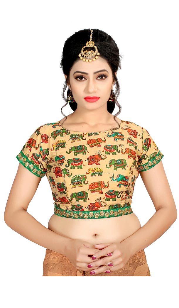 Yellow Color Pure Cotton Kalamkari Foil Print Designer Readymade Blouse - 404348809
