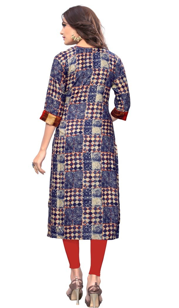 Multi Color Rayon Party Wear Readymade Kurti - 394447569