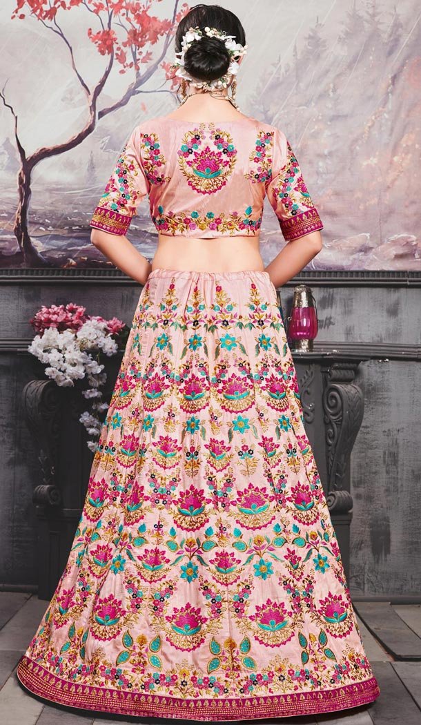Two Tone Pink Color Silk Traditional Designer Lehenga Choli - 409649590