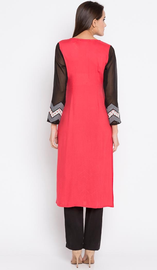 Exotic Coral Color Cotton Party Wear Plus Size Salwar Kameez - 412750301