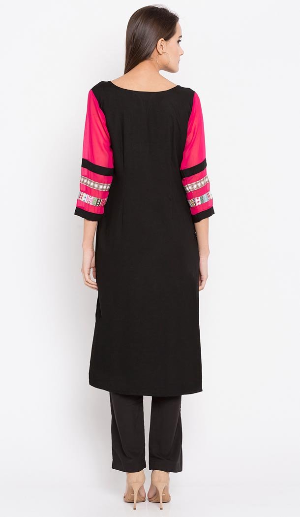 Exquisite Black Color Cotton Party Wear Plus Size Salwar Kameez - 412750304