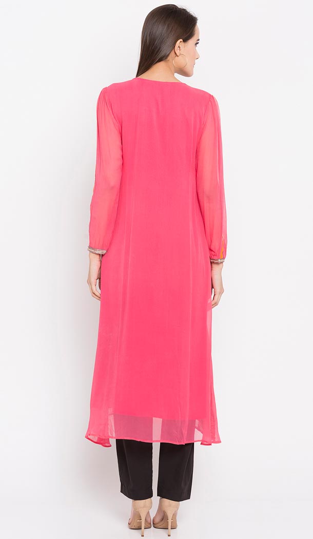 Exotic Pink Color Faux Georgette Party Wear Plus Size Salwar Kameez - 412750315