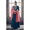 Gleaming Blue Color Pure Muslin Party Wear One Piece  Readymade Gown